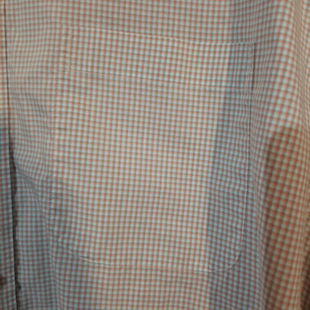 plaid Roundtree & Yorke white, orange, green XLT short sleeve shirt - Picture 6 of 8